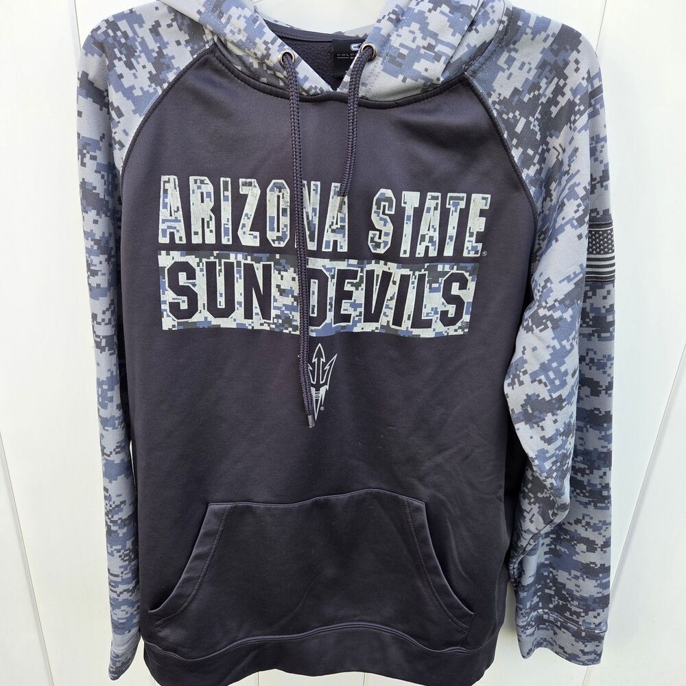 Arizona State University Sun Devils Large Hoodie Gray Digi Camo Colosseum OHT